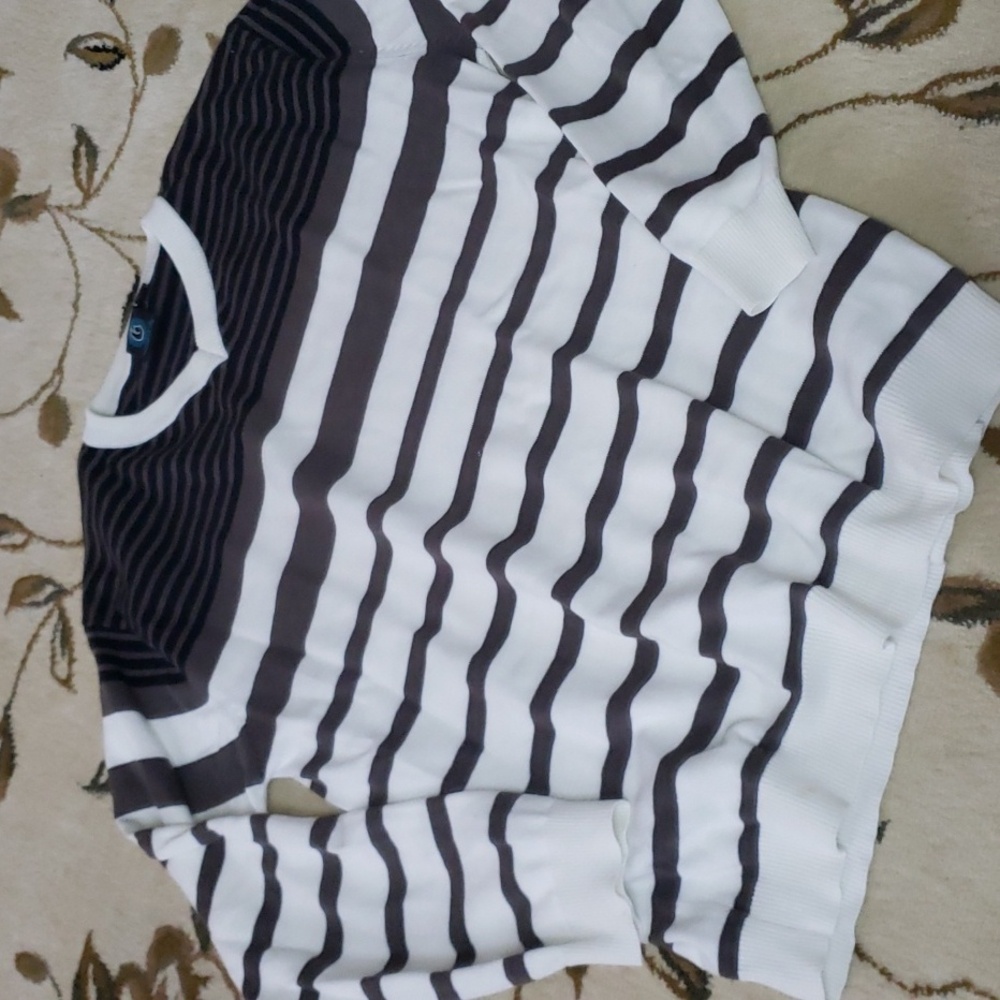 Burned SIDE Mens Stripe V Neck Sweater, Size L